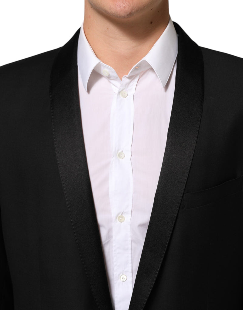 Blazer da uomo in lana nera con 1 bottone dorato Dolce & Gabbana