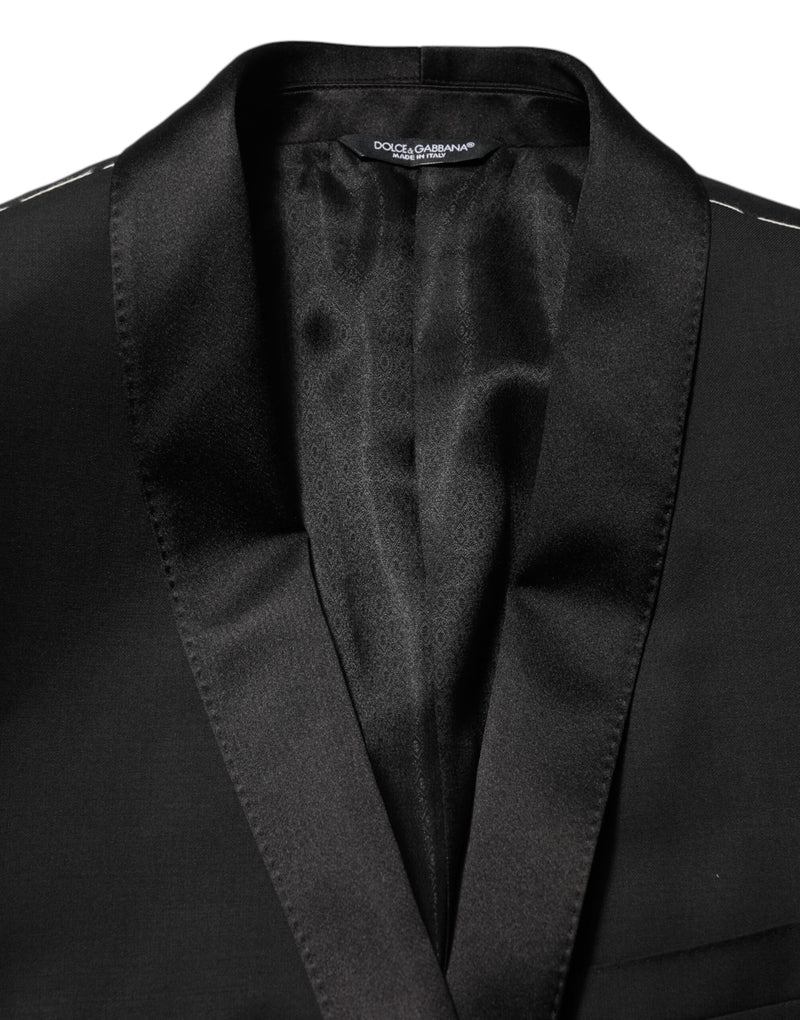 Blazer da uomo in lana nera con 1 bottone dorato Dolce & Gabbana