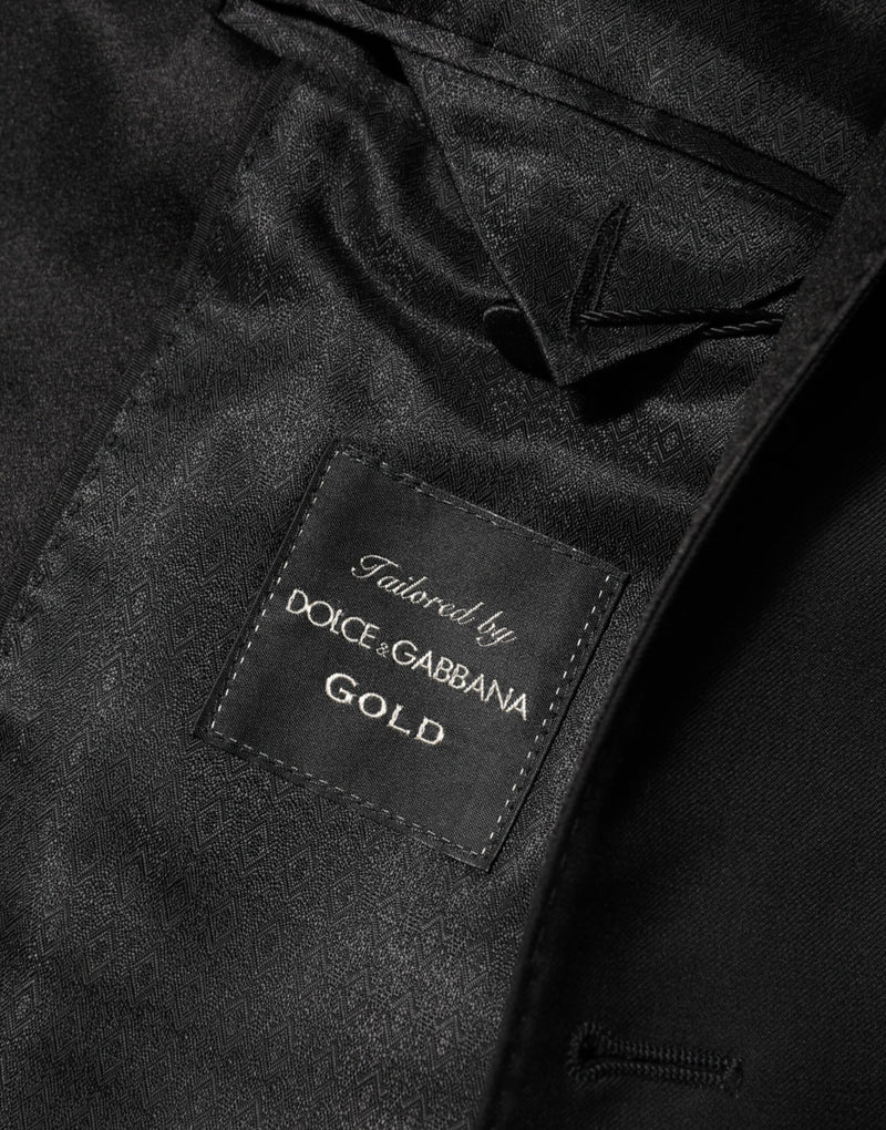 Blazer da uomo in lana nera con 1 bottone dorato Dolce & Gabbana