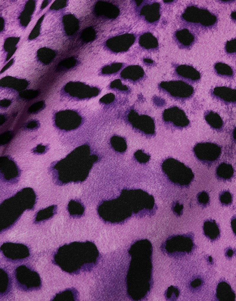Minabito aderente a tubino con stampa leopardata viola Dolce & Gabbana