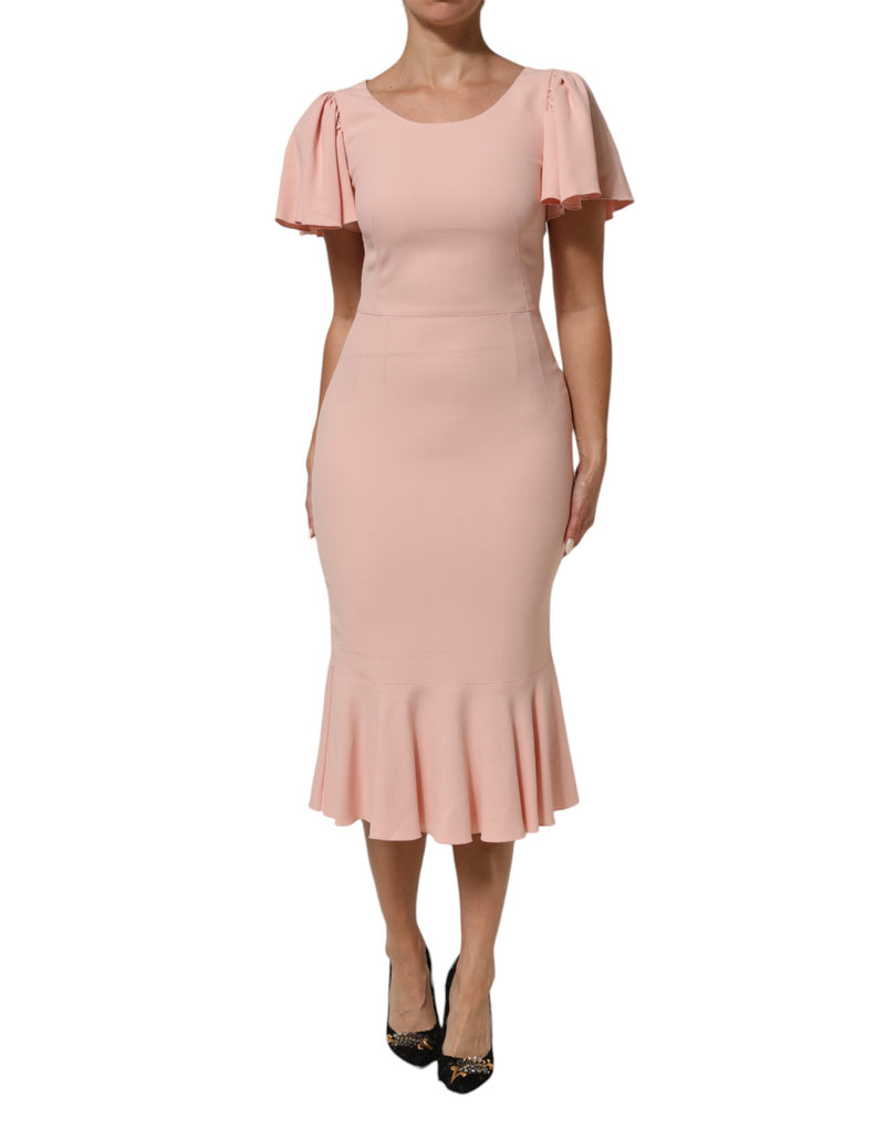 Abito midi a tubino rosa con maniche corte in viscosa Dolce & Gabbana