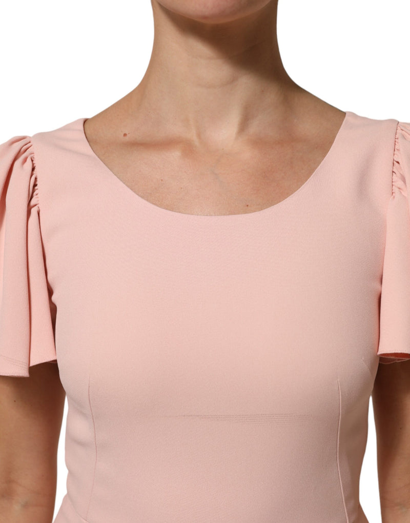 Abito midi a tubino rosa con maniche corte in viscosa Dolce & Gabbana