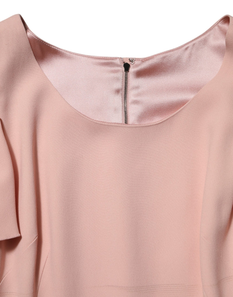 Abito midi a tubino rosa con maniche corte in viscosa Dolce & Gabbana