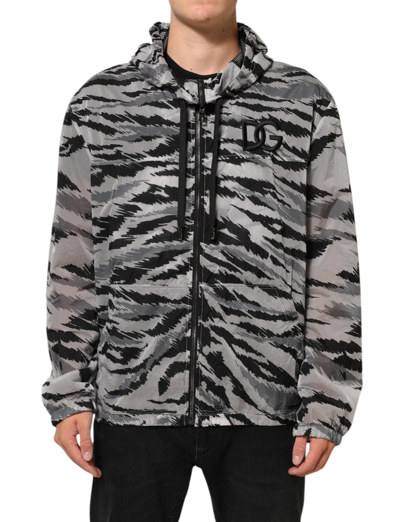 Jaqueta de moletom com capuz e estampa camuflada cinza Dolce & Gabbana