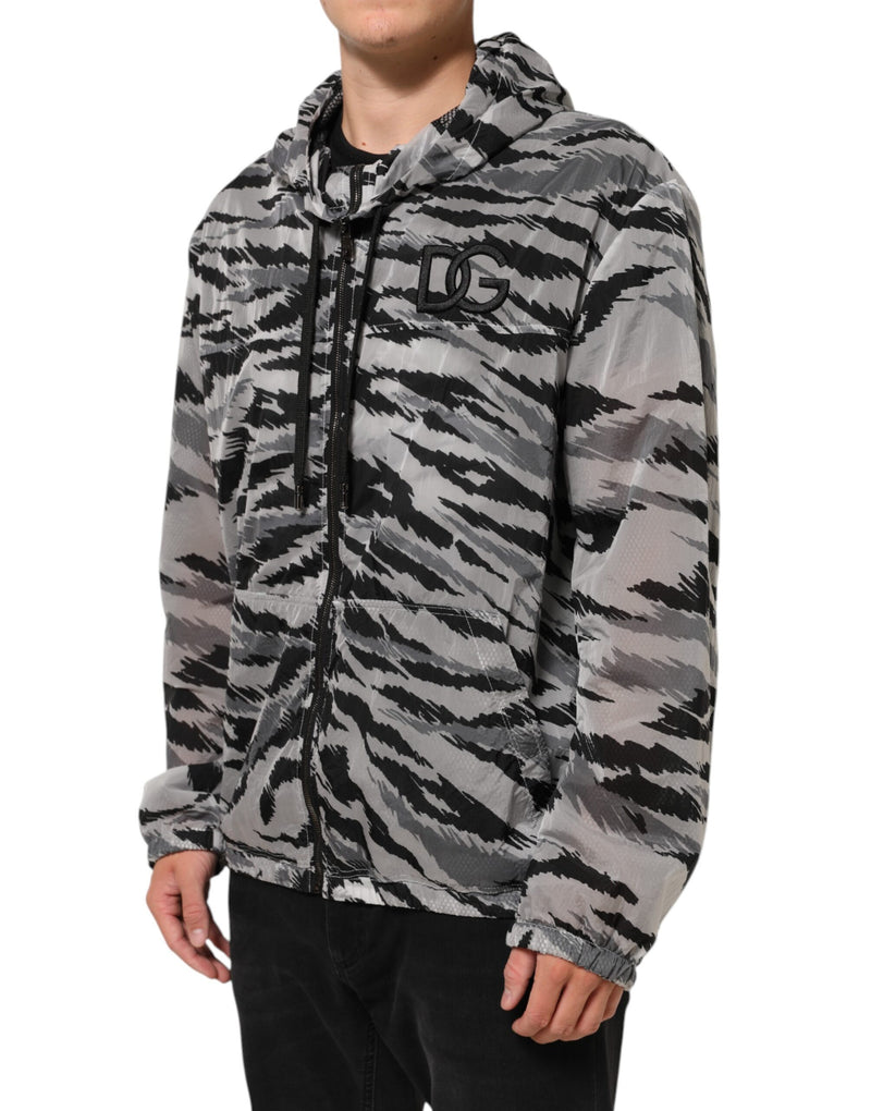 Jaqueta de moletom com capuz e estampa camuflada cinza Dolce & Gabbana