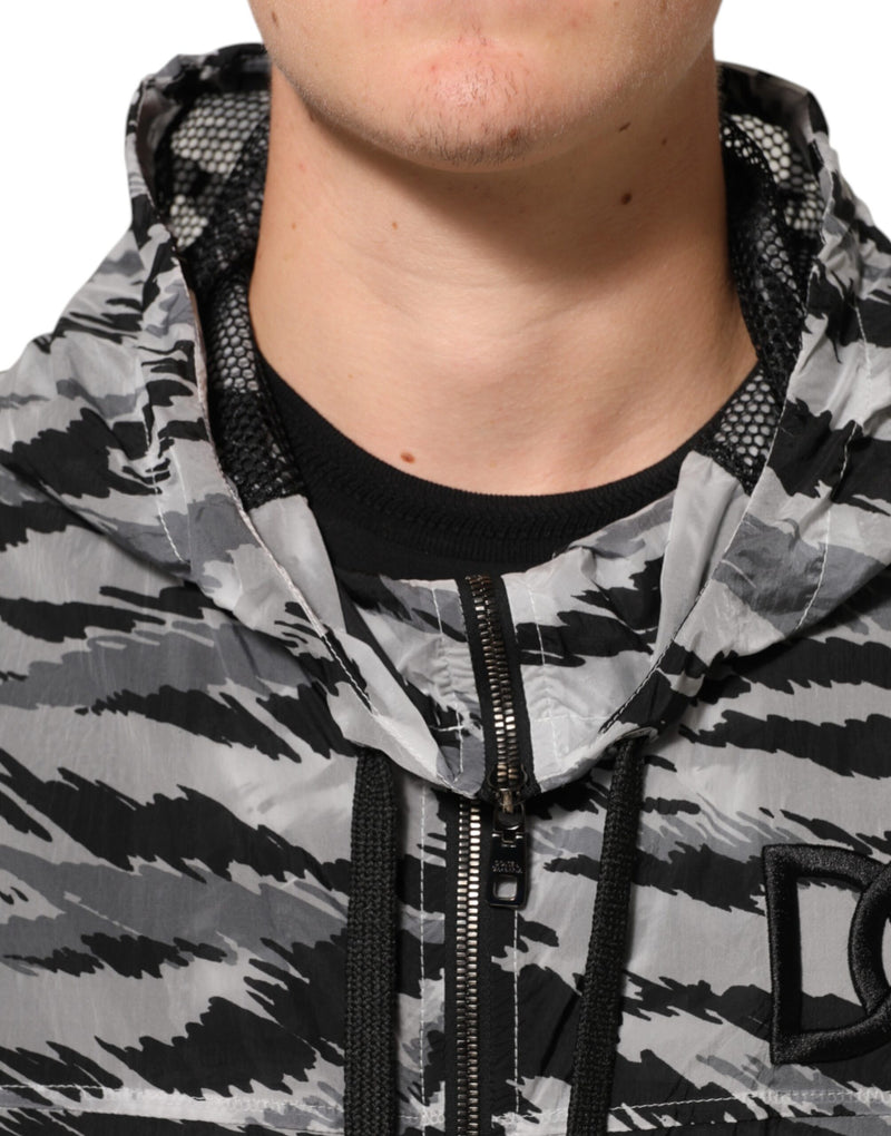 Jaqueta de moletom com capuz e estampa camuflada cinza Dolce & Gabbana
