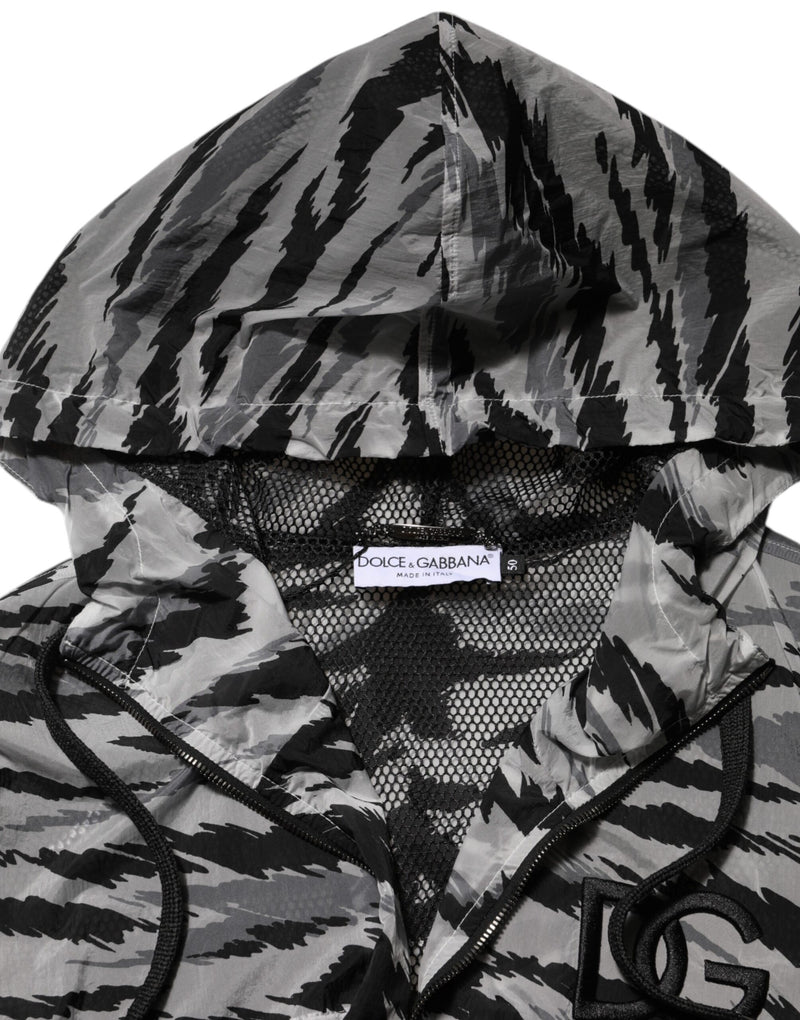 Jaqueta de moletom com capuz e estampa camuflada cinza Dolce & Gabbana