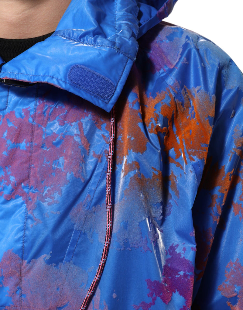 Chaqueta sudadera azul con capucha, logo y estampado tie-dye de Dolce & Gabbana
