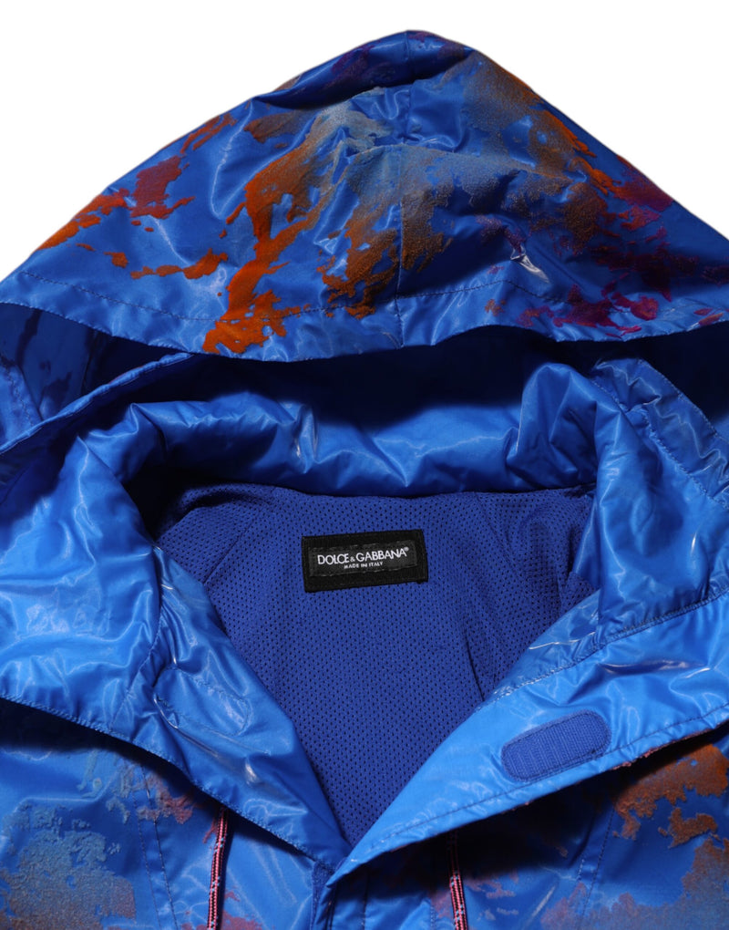 Chaqueta sudadera azul con capucha, logo y estampado tie-dye de Dolce & Gabbana
