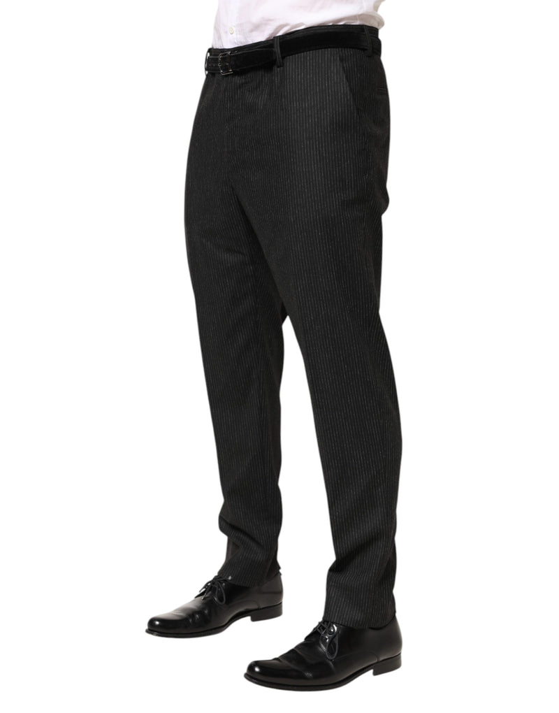 Dolce & Gabbana Black Cotton Mid Waist Dress Trouser Pants