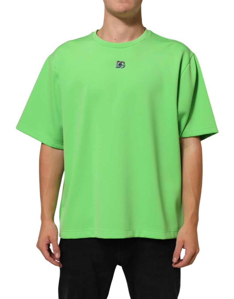 T-shirt Dolce & Gabbana vert à manches courtes, col rond et logo