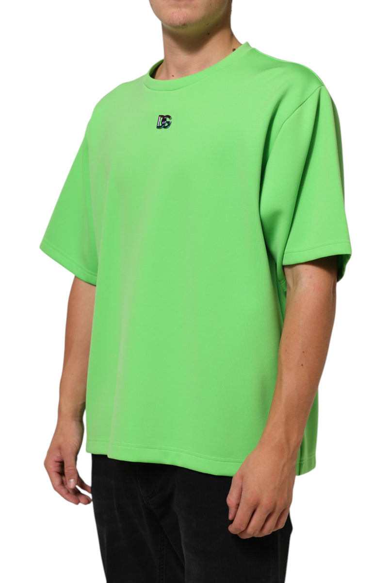 T-shirt Dolce & Gabbana vert à manches courtes, col rond et logo
