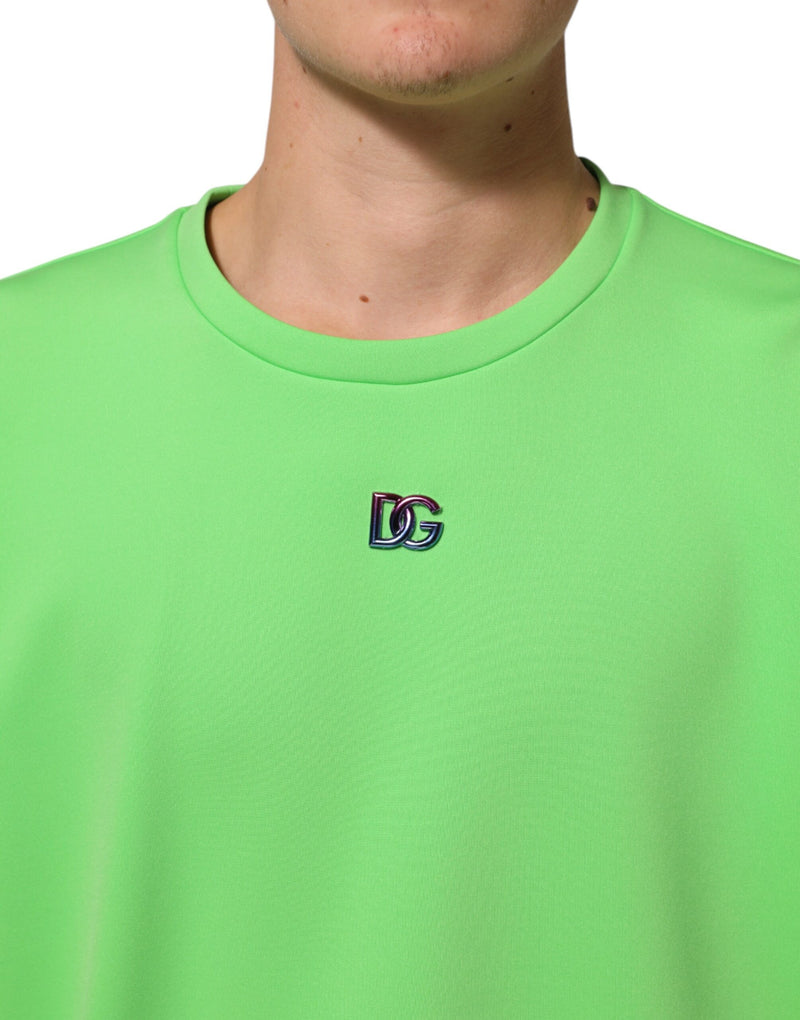 T-shirt Dolce & Gabbana vert à manches courtes, col rond et logo