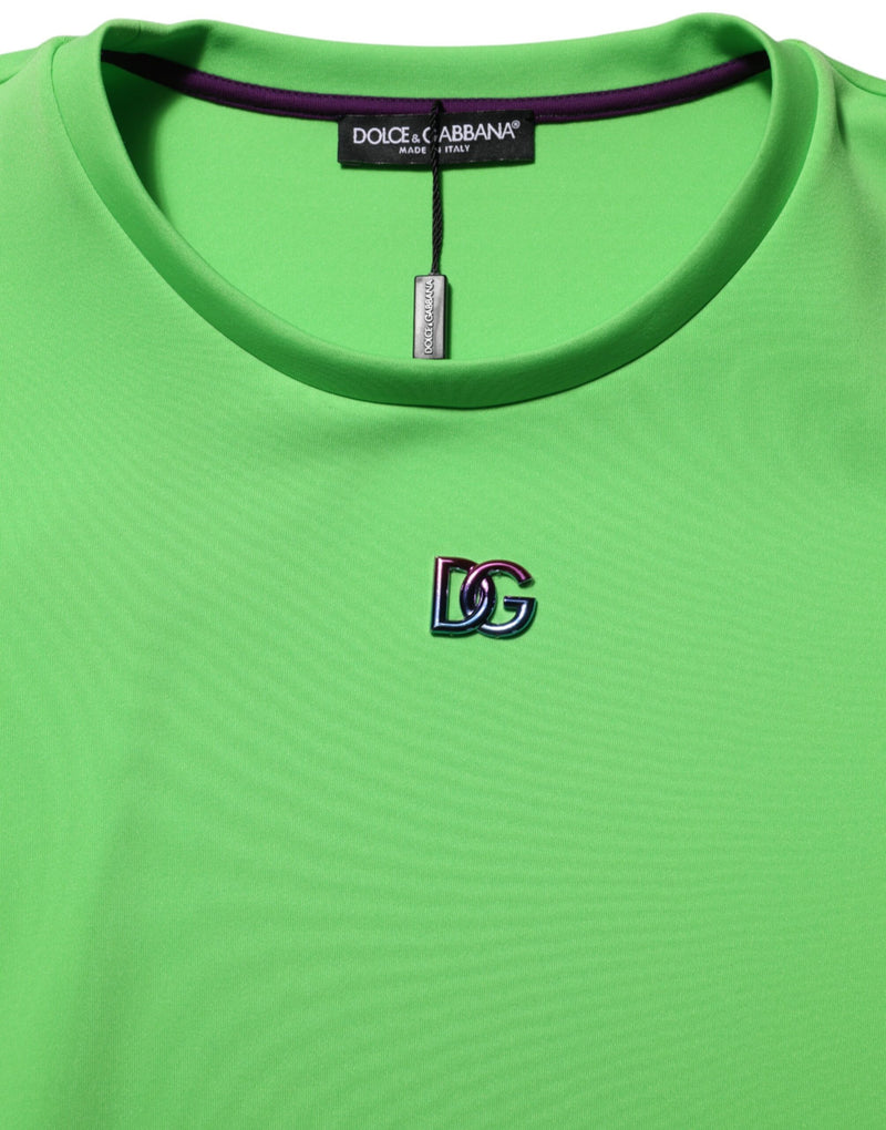 T-shirt Dolce & Gabbana vert à manches courtes, col rond et logo