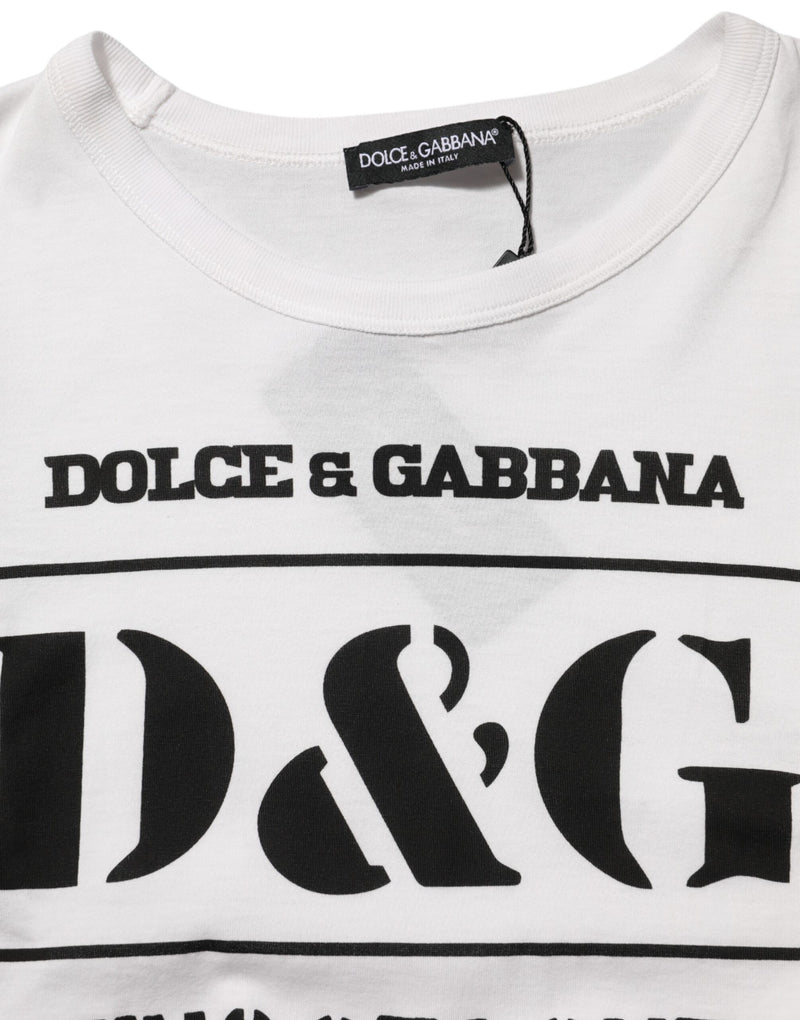 Camiseta blanca para hombre con cuello redondo, logotipo y estampado de camuflaje Dolce & Gabbana
