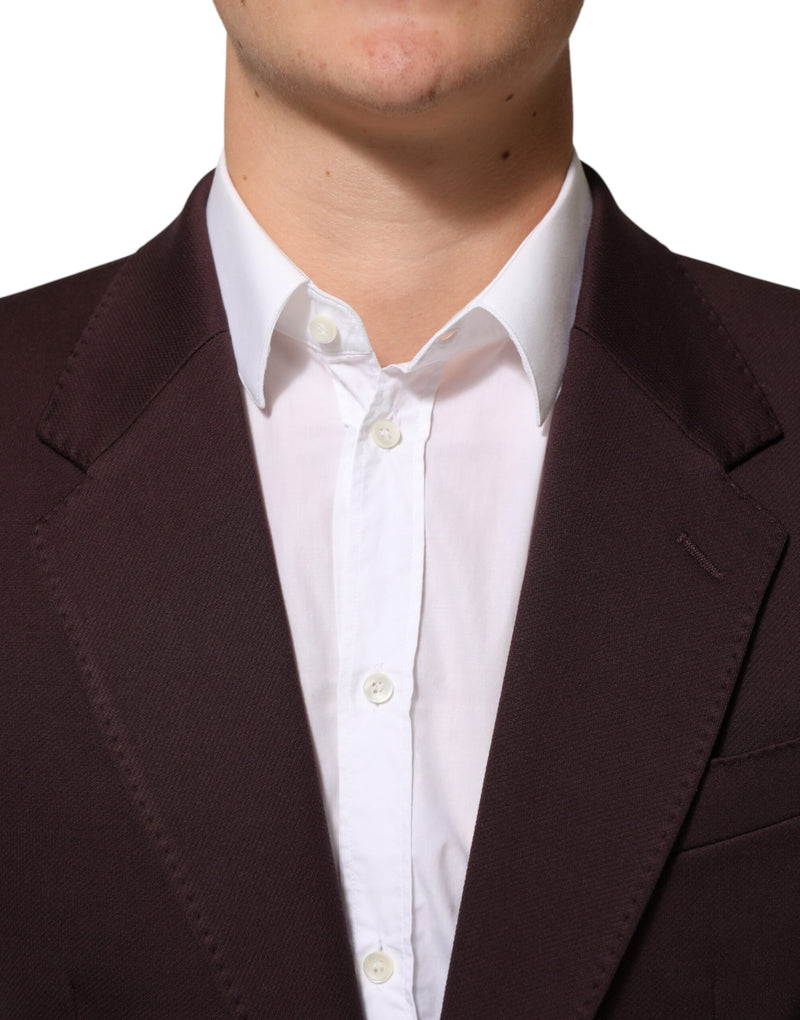 Dolce & Gabbana Maroon Cotton 2 Buttons Suit Jacket Blazer