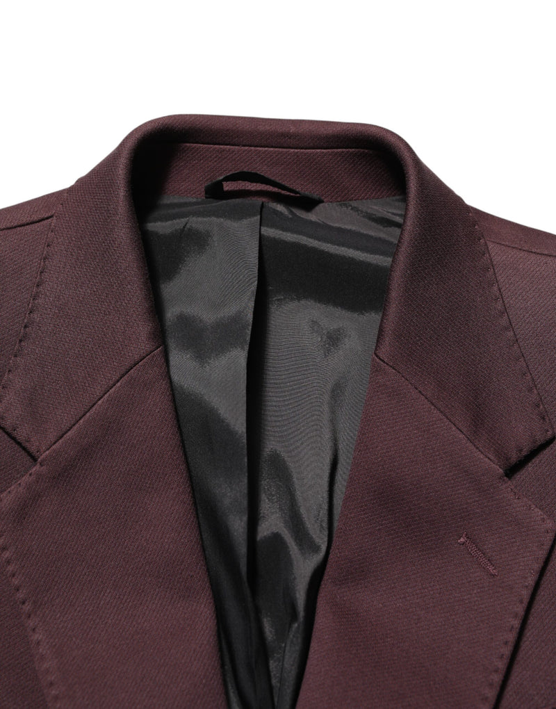 Dolce & Gabbana Maroon Cotton 2 Buttons Suit Jacket Blazer