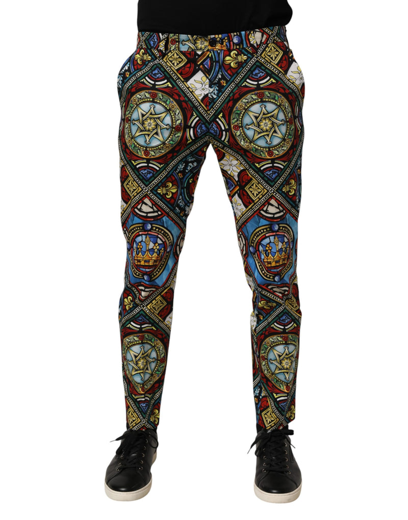 Pantaloni da uomo Dolce & Gabbana multicolore con stampa in stile vetrata