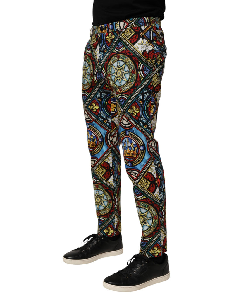 Pantaloni da uomo Dolce & Gabbana multicolore con stampa in stile vetrata