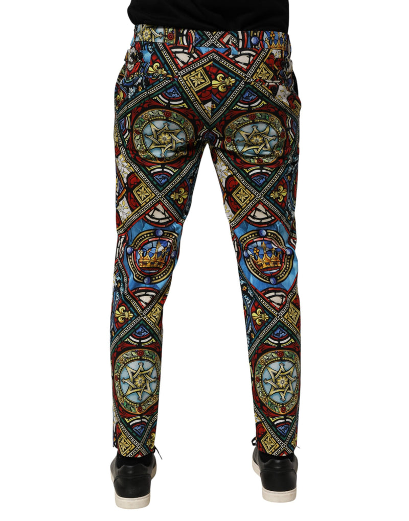 Pantaloni da uomo Dolce & Gabbana multicolore con stampa in stile vetrata