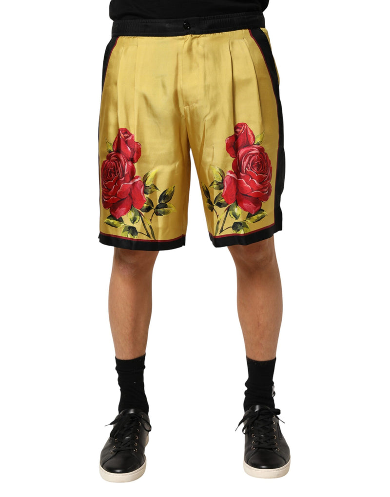 Bermuda Dolce & Gabbana jaune en soie à imprimé floral pour homme
