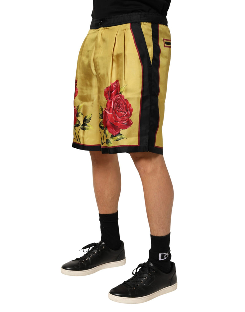 Bermuda Dolce & Gabbana jaune en soie à imprimé floral pour homme