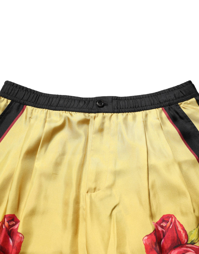 Bermuda Dolce & Gabbana jaune en soie à imprimé floral pour homme