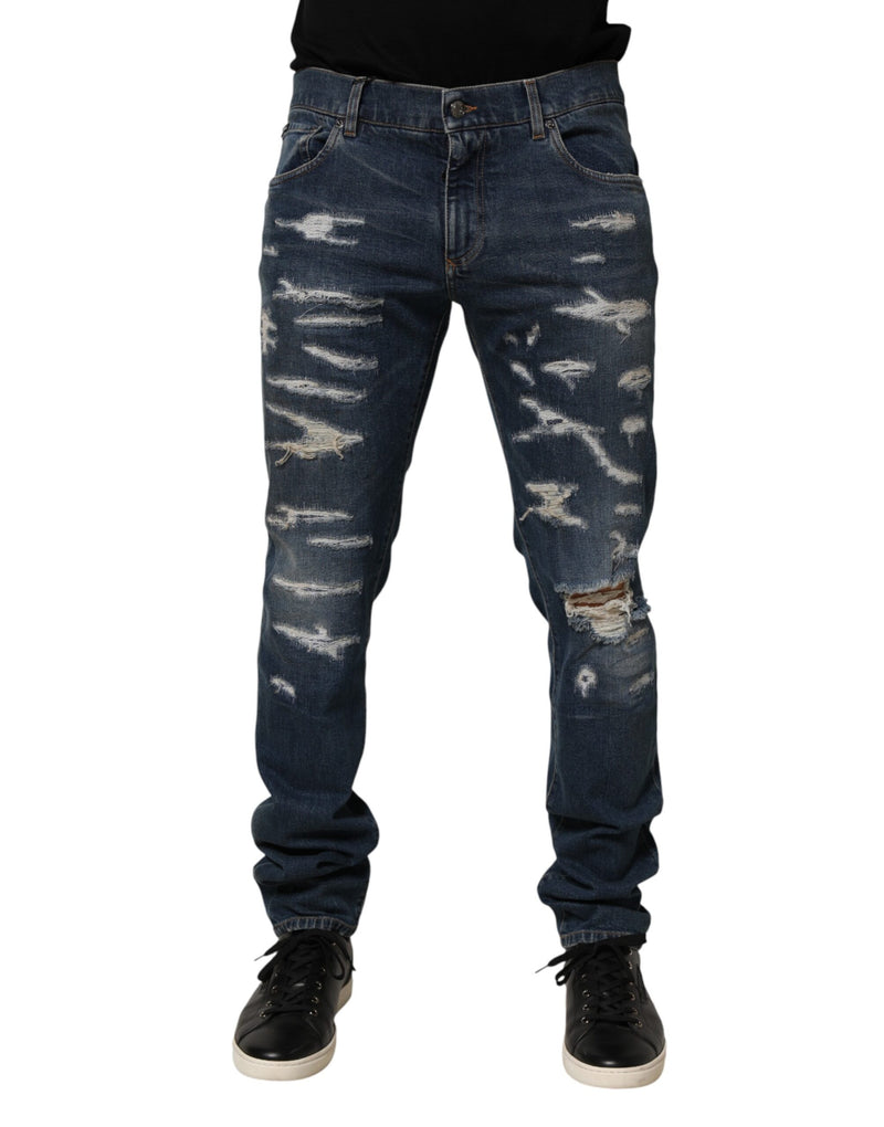 Jean skinny bleu délavé en coton pour homme Dolce & Gabbana