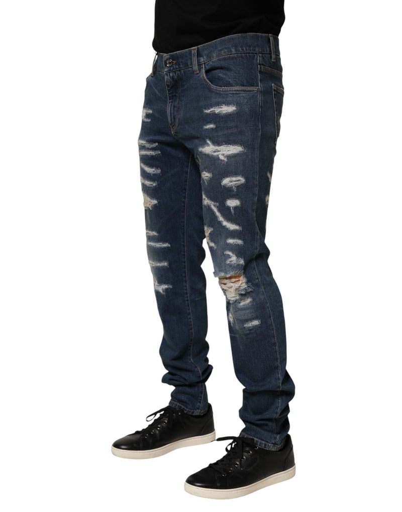 Jean skinny bleu délavé en coton pour homme Dolce & Gabbana