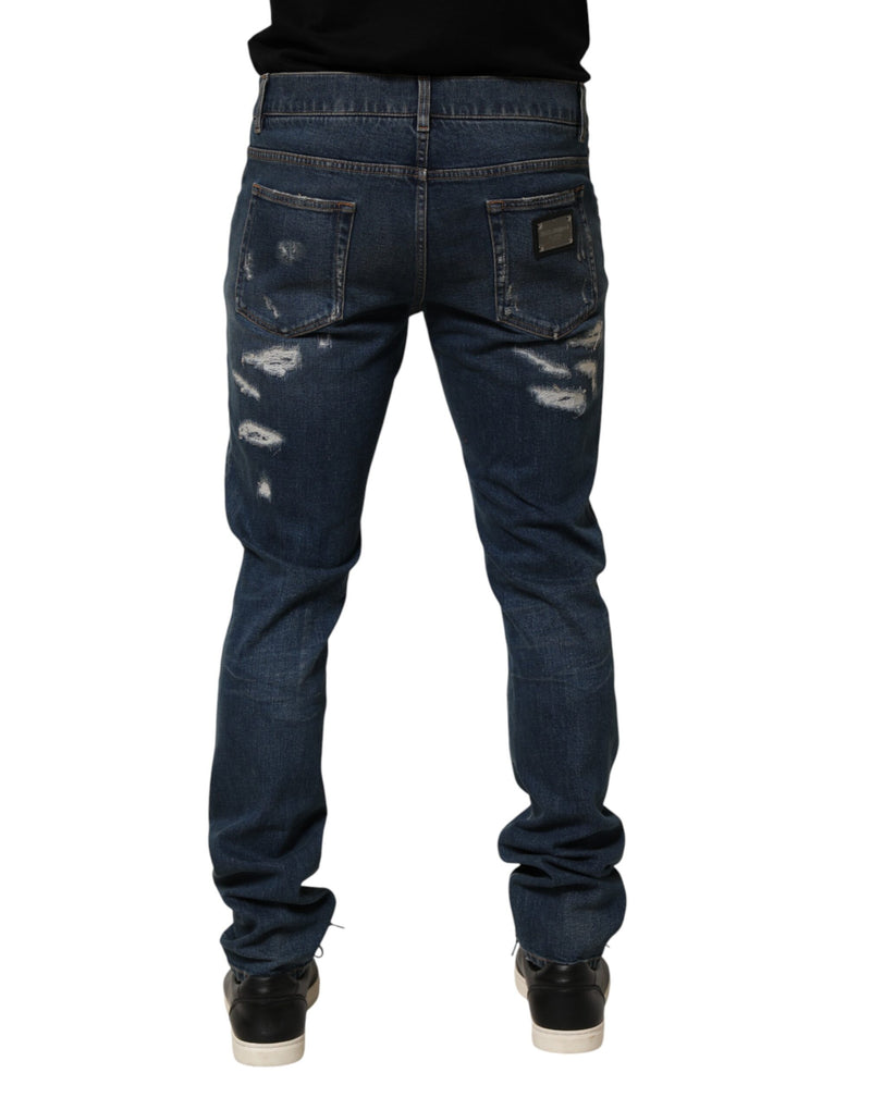 Jean skinny bleu délavé en coton pour homme Dolce & Gabbana