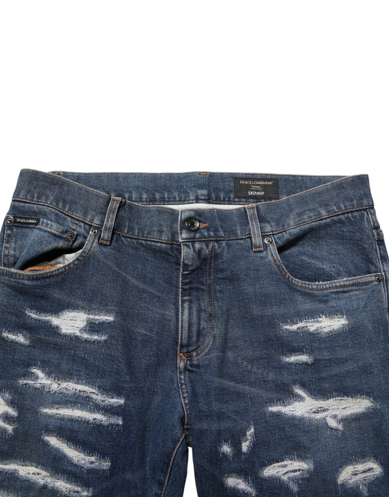 Jean skinny bleu délavé en coton pour homme Dolce & Gabbana