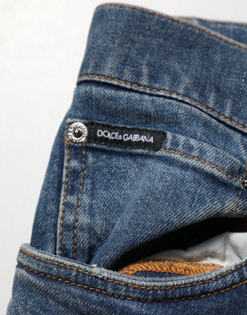 Jean skinny bleu délavé en coton pour homme Dolce & Gabbana