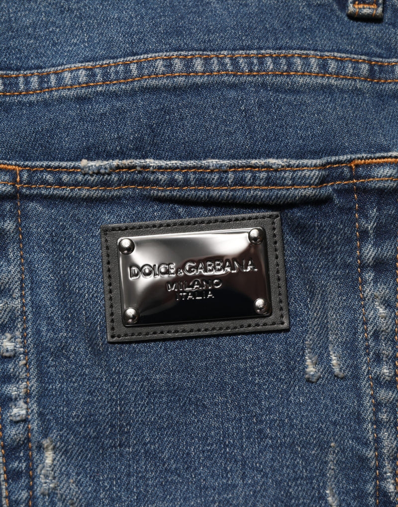 Jean skinny bleu délavé en coton pour homme Dolce & Gabbana