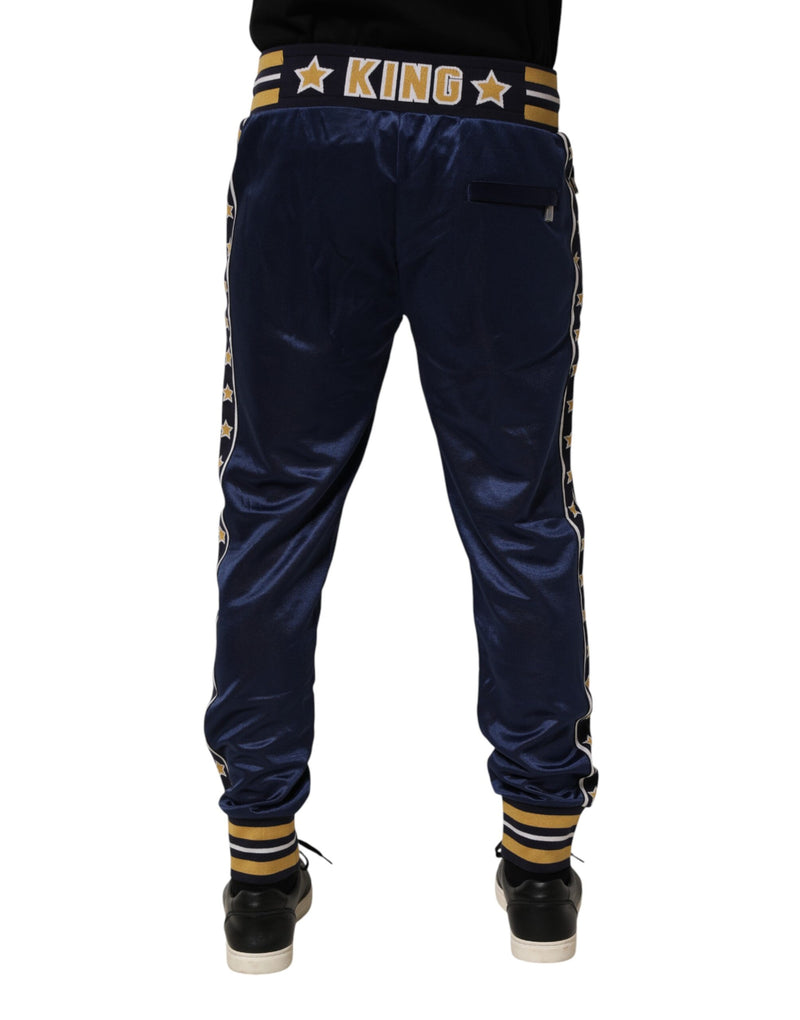 Pantalones jogger de nailon azul de tiro medio de Dolce & Gabbana