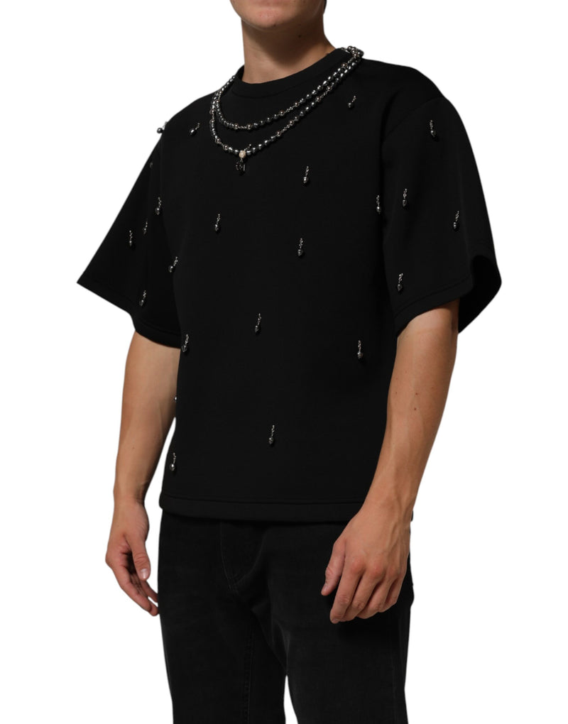 T-shirt en polyester noir Dolce & Gabbana orné d’un collier