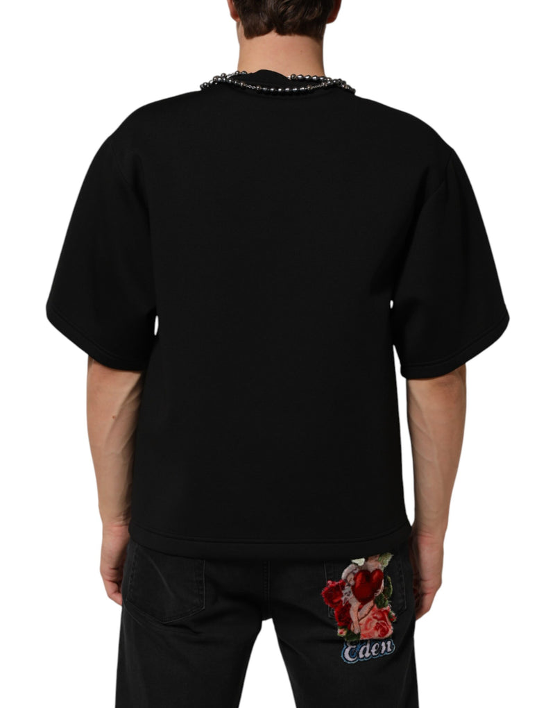 T-shirt en polyester noir Dolce & Gabbana orné d’un collier