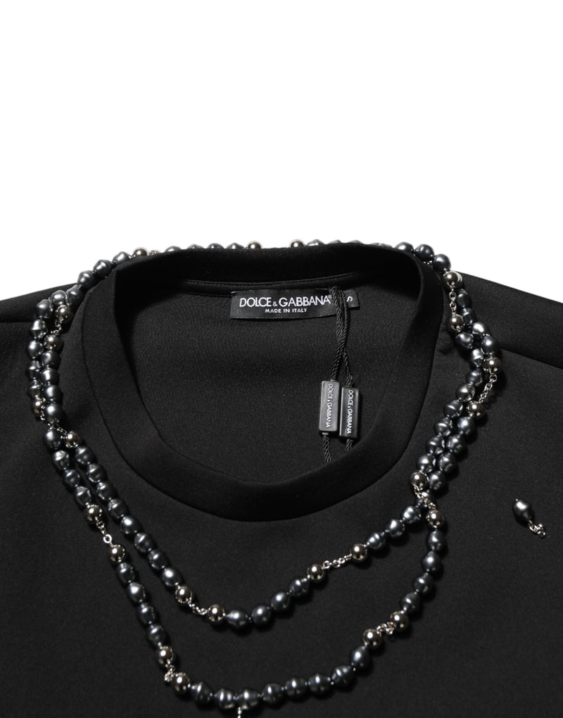 T-shirt en polyester noir Dolce & Gabbana orné d’un collier