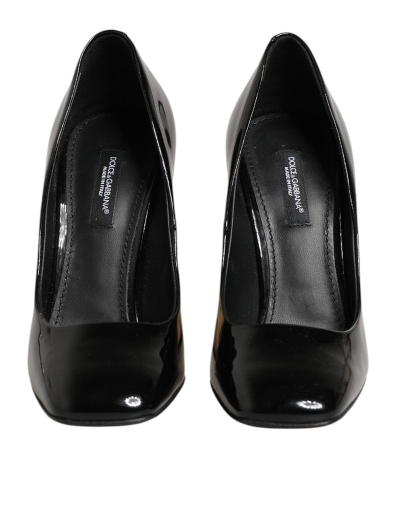 Escarpins à talons Dolce & Gabbana en cuir verni noir et doré avec logo