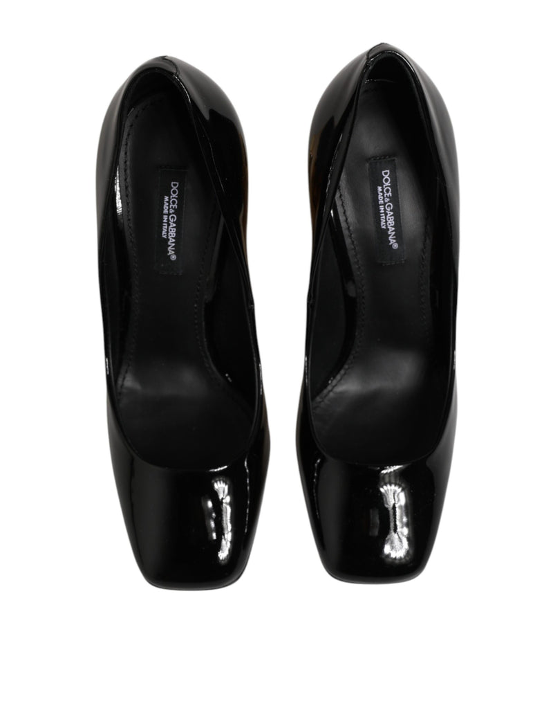 Escarpins à talons Dolce & Gabbana en cuir verni noir et doré avec logo