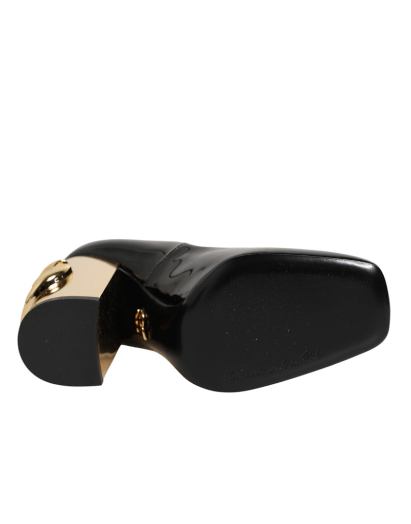 Escarpins à talons Dolce & Gabbana en cuir verni noir et doré avec logo