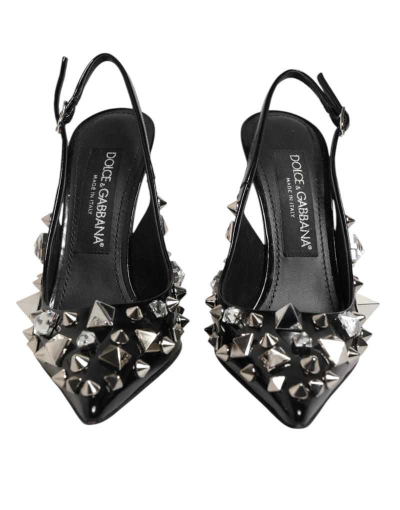 Escarpins slingback à talons Dolce & Gabbana en cuir noir clouté