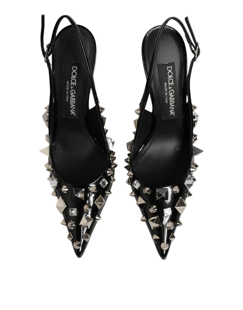 Escarpins slingback à talons Dolce & Gabbana en cuir noir clouté