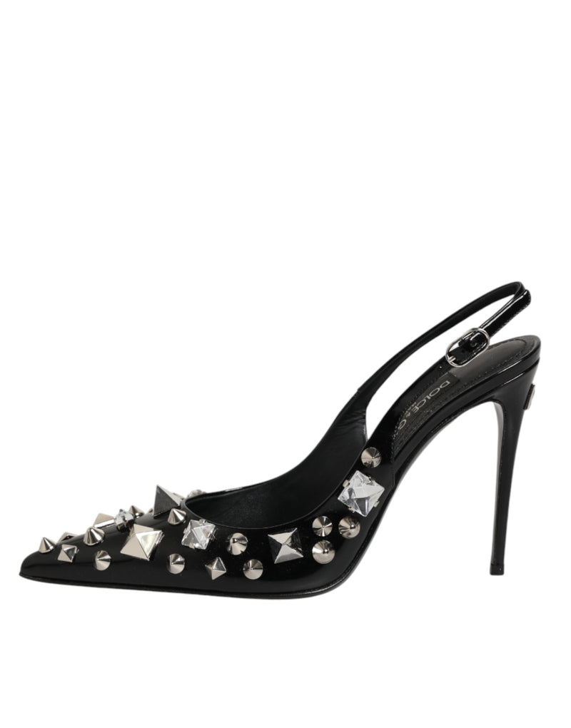 Escarpins slingback à talons Dolce & Gabbana en cuir noir clouté