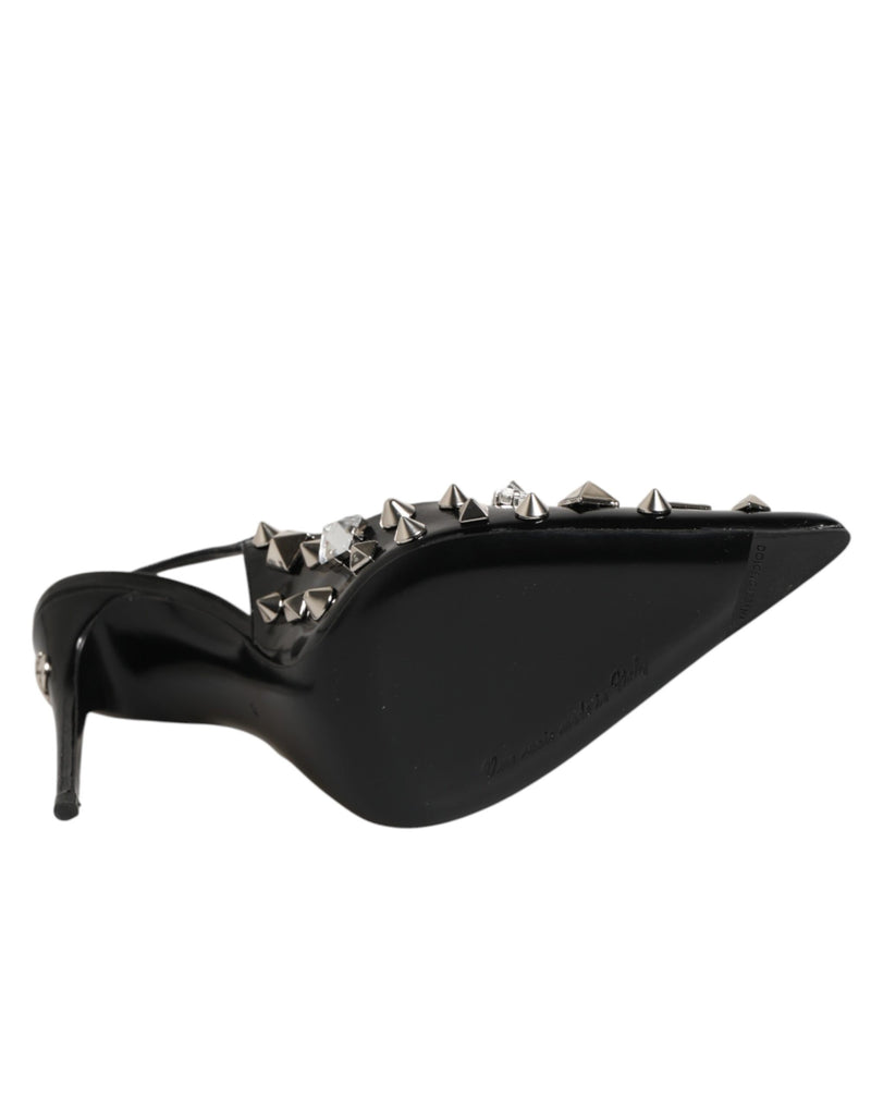 Escarpins slingback à talons Dolce & Gabbana en cuir noir clouté