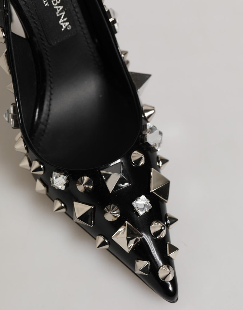 Escarpins slingback à talons Dolce & Gabbana en cuir noir clouté