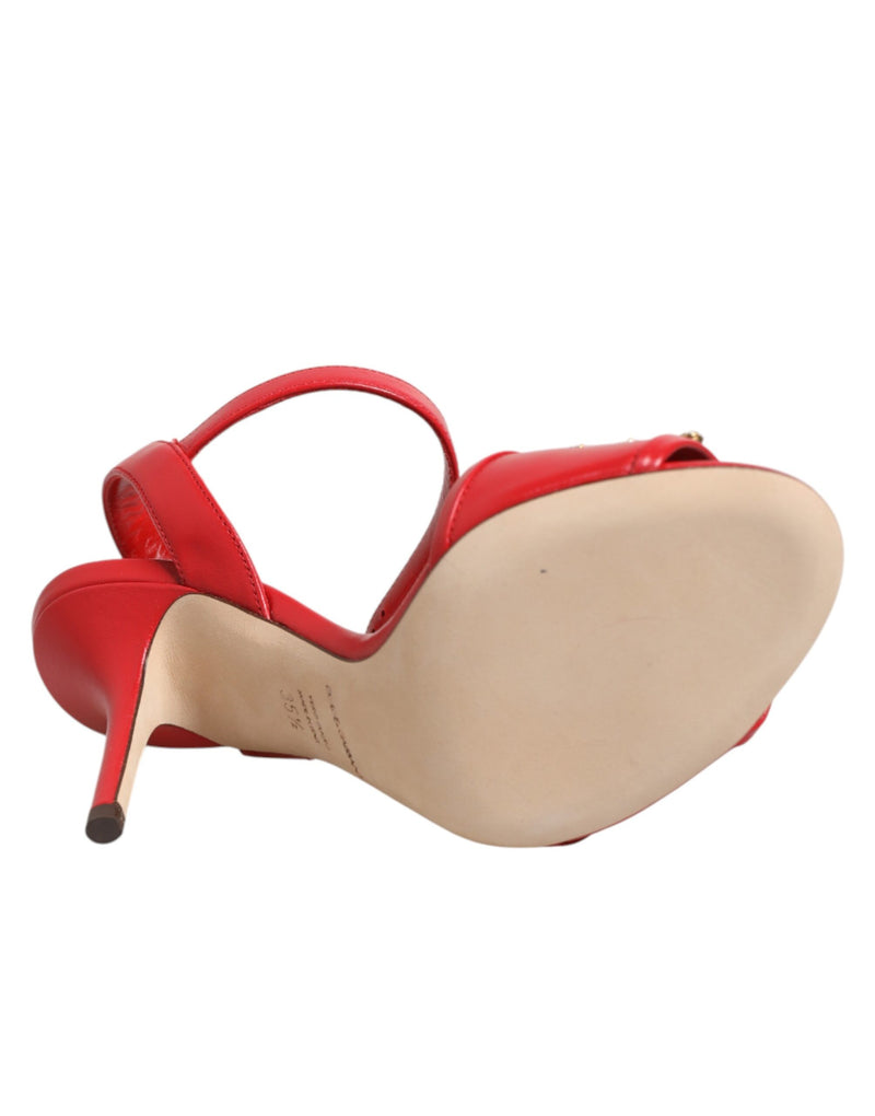 Sandalias de tacón DG AMORE de piel roja de Dolce & Gabbana