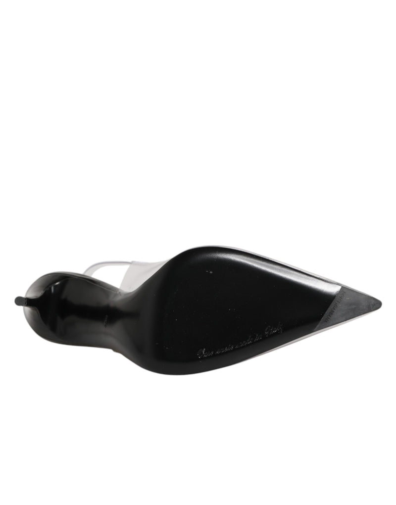Dolce & Gabbana Black Leather Clear PVC Slingback Pumps Shoes