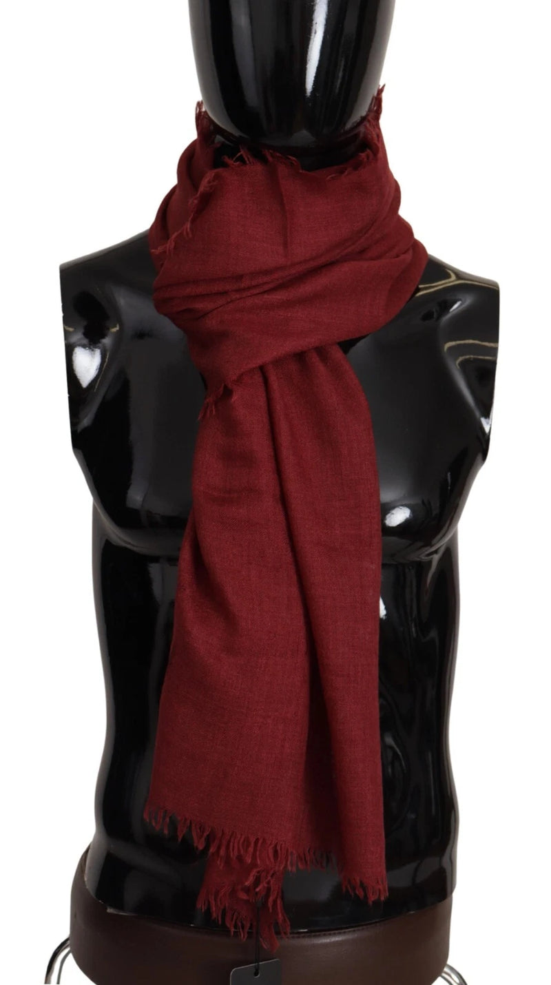 Dolce & Gabbana Sciarpa avvolgente con frange in cashmere e seta rossa DG Crown