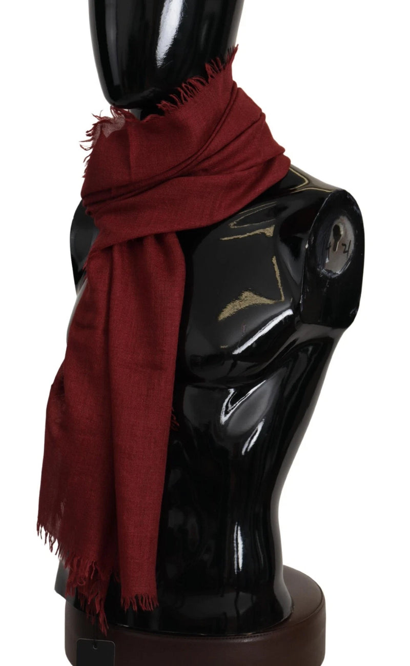 Dolce & Gabbana Sciarpa avvolgente con frange in cashmere e seta rossa DG Crown