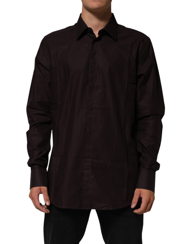 Camisa tipo vestido MARTINI de algodón marrón de manga larga de Dolce & Gabbana